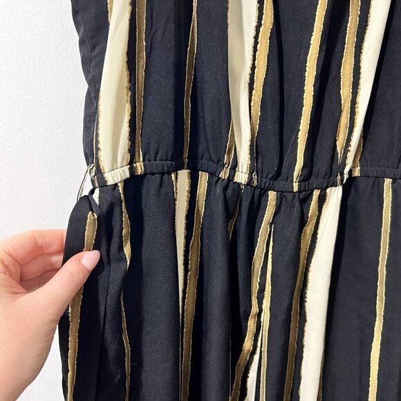 ✨ Bishop + Young Striped Jumpsuit - M - Effortless Chic in Black, Gold & Tan ✨ - Picture 4 of 6